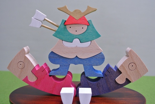 楕円鯉武者,組み木の五月人形,小黒三郎,遊プラン